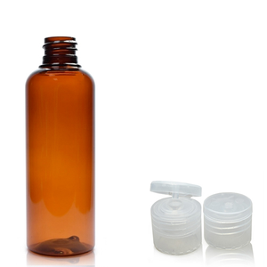 100ml 30% PCR 'Boston' Amber Plastic Bottle With Flip Top Cap - Natural