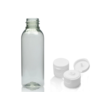 50ml 100% rPET Boston Bottle With 20mm Flip-Top Cap - White