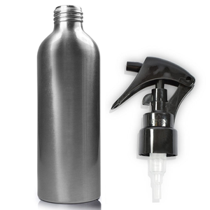 200ml Aluminium Bottle & Mini Trigger Spray - Black