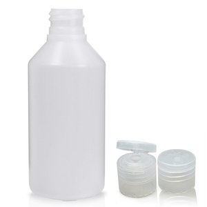100ml Natural HDPE Plastic Round Bottle & 20mm Flip-Top Cap - Natural