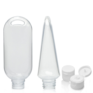 50ml Clear PVC Tottle Bottle, Clip & 20mm Flip Top Cap - White
