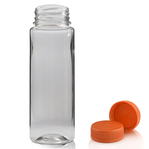 200ml Slim Plastic Juice Bottle & 38mm T/E Juice Screw Cap - Orange