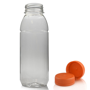 330ml Plastic Juice Bottle & 38mm T/E Juice Screw Cap - Orange