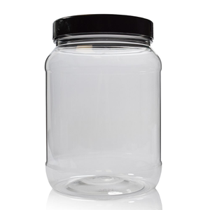 1.5 Litre Clear PET Plastic Jar & 100mm I.H.S Lid - Black