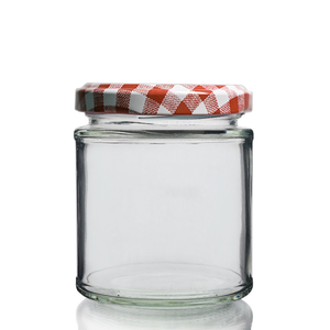 190ml (7oz) Clear Glass Preserve Jar & Patterned Twist-Off Lid - Red Gingham