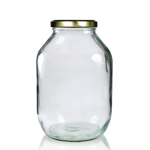 Half Gallon Clear Glass Pickle Jar & Twist-Off Lid - Gold