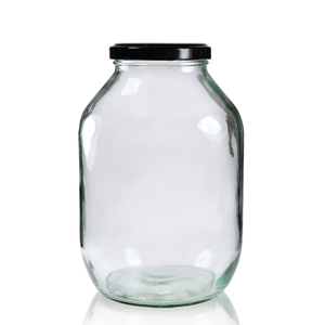Half Gallon Clear Glass Pickle Jar & Twist-Off Lid - Black