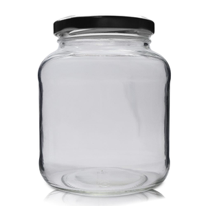 370ml Clear Glass Oval Jar & Twist Off Lid - Gold