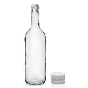750ml Clear Glass Mountain Bottle & 28mm MCA Screw Cap - White