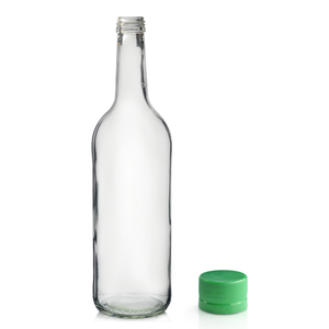 750ml Clear Glass Mountain Bottle & 28mm MCA Screw Cap - Green