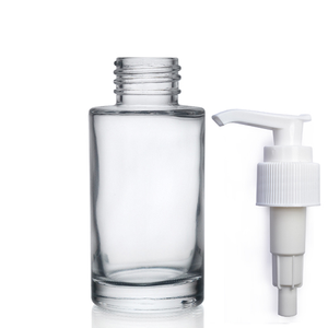 50ml Clear Glass Simplicity Bottle & 24mm Lotion Pump - White (Lock Down)