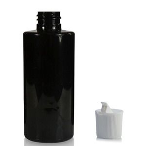 100ml Glossy 30% PCR Black Plastic Bottle With White Nozzle Cap
