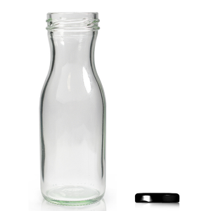 150ml Clear Glass Carafe Bottle & Twist-Off Lid - Black