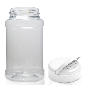 500ml PET Plastic Spice Jar & 63mm IHS Flapper Cap - White