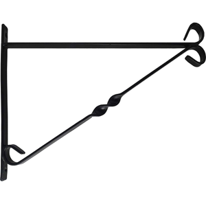 Black Wrought Iron Wall Bracket for Hanging Basket (12"-18" Sizes) - Medium 15", 3
