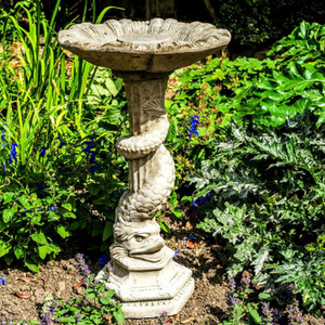 Serpent Design Stone Garden Bird Bath