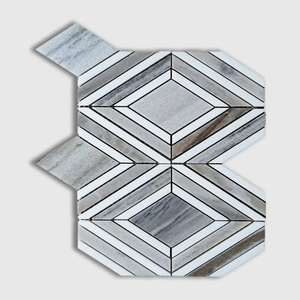 Thassos, Silver Sky Polished Stella Marble Mosaics 9 25/64x7 3/4