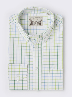 Green Button Down Collar County Tattersall Shirt