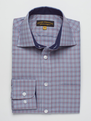 Blue Colourful Tattersall Check Cotton Shirt