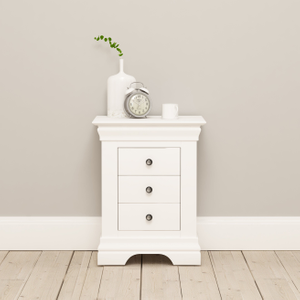 Chantilly Warm White 3 Drawer Bedside Table