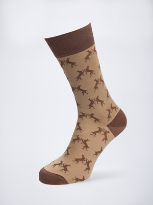 Beige Mercerised Cotton Boxing Hares Socks