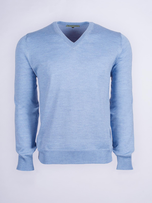 Duck Egg Blue Merino V-Neck Jumper
