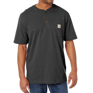 Loose Fit Heavyweight Short Sleeve Pocket Henley T-Shirt - Small