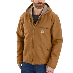 Relaxed Fit Washed Duck Sherpa Lined Hooded Jacket
