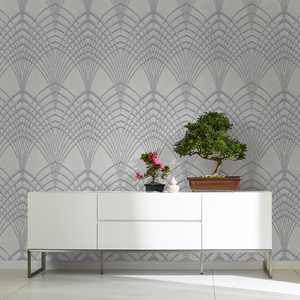 Galerie Avalon Arch Design Grey/Silver Metallic Wallpaper - 32253