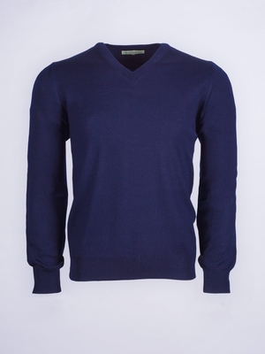 Navy Merino V-Neck Jumper