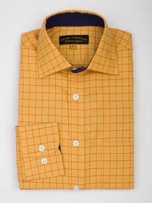 Gold Colourful Tattersall Check Cotton Shirt