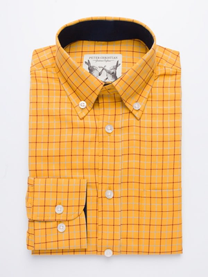 Gold Button Down Colourful Tattersall Check Cotton Shirt