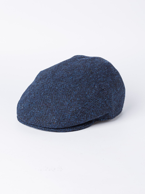 Blue Harris Tweed® Flat Top Cap