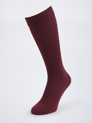 Burgundy HJ Knee High Wool Socks