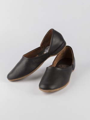 Black Draper Leather Slippers
