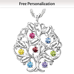 Birthstone Family Of Love Personalized Pendant Necklace