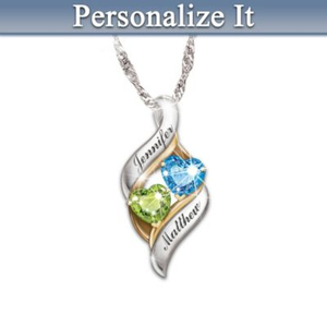 Birthstone Loving Embrace Personalized Pendant Necklace