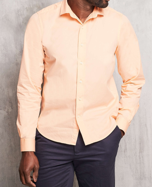 Peach Twill Slim Fit Shirt in Shorter Length [RTC]