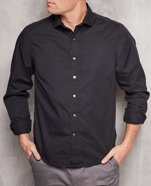 Black Twill Slim Fit Shirt in Shorter Length [RTC]