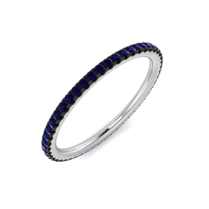 Blue Sapphire Full Eternity Ring 0.30ct 50 Stone in 18k White Gold