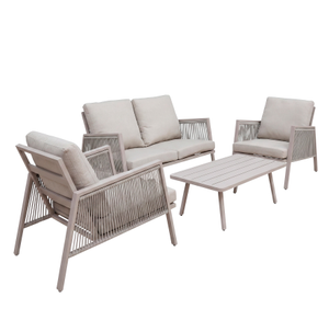 Fusion 4 Piece Outdoor Aluminium Sofa Set, Light Grey - DG56