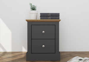 LPD Devon 2 Drawer Charcoal & Oak Bedside