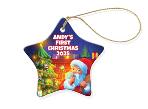 First Christmas Star Porcelain Ornament