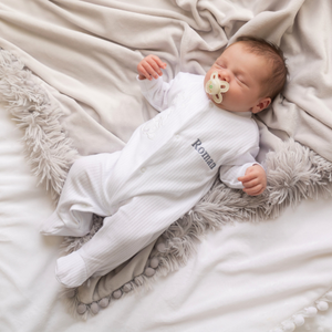 White 'Rabbit & Star' Ribbed Sleepsuit