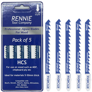 Pack of 5 T114D Style T-Shank HCS Jigsaw Blades for Wood