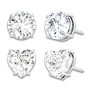 Classic And Heart Stud Earrings Set