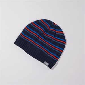 Trespass Mens Ray Striped Knitted Beanie Hat Navy