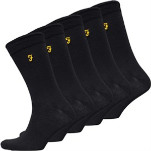 Farah Mens Kinley Five Pack Socks Black