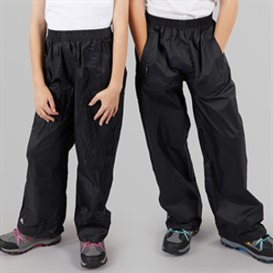 Trespass Kids Qikpac Waterproof Over Trousers Black