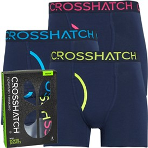 Crosshatch Mens Trioglow Three Pack Open Fly Boxers Shorts Blueberry